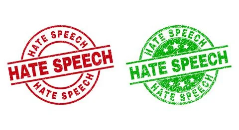 HATE SPEECH Round Badges Using Grunge Texture Stock Illustration