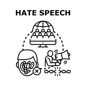 Hate speech spreading online and limiting freedom Stock Illustration