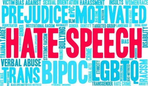 Hate Speech Word Cloud Stock Illustration