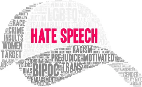 Hate Speech Word Cloud Stock Illustration