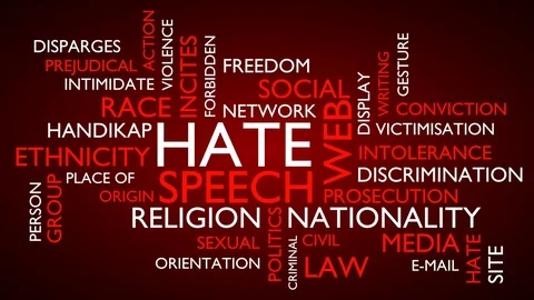 Hate speech word tag cloud. Loop able, red variant Stock-Footage 77397213