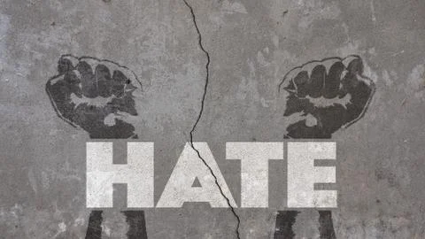 Hate Written on a Cracked Wall Stock Illustration