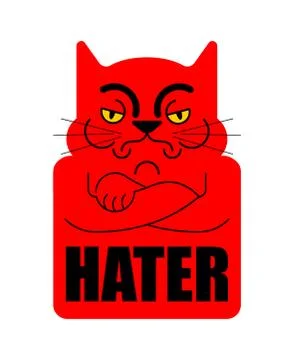 Hater Grumpy cat. Angry pet. Vector illustration Illustrazione stock