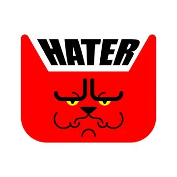 Hater Grumpy cat. Angry pet. Vector illustration Stock Illustration
