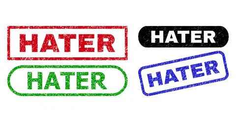 HATER Rectangle Stamps with Rubber Style Illustrazione stock