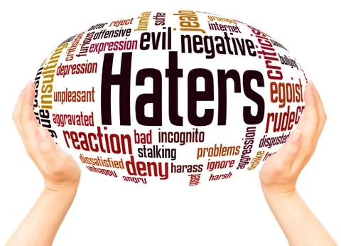 Haters word cloud hand sphere concept Stock Illustration