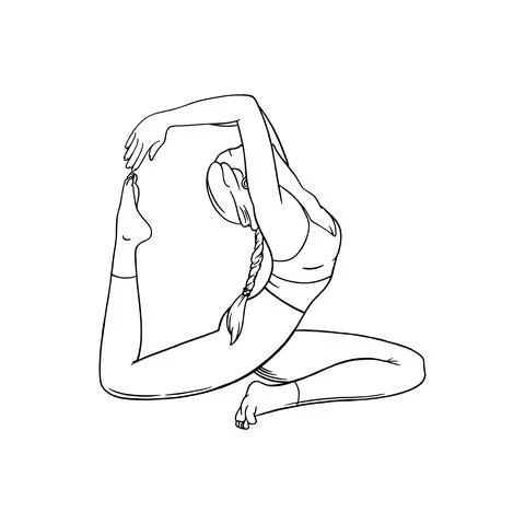 Hatha yoga stretching pose for flexibility. Woman practicing yoga pose. Vector Stock Illustration
