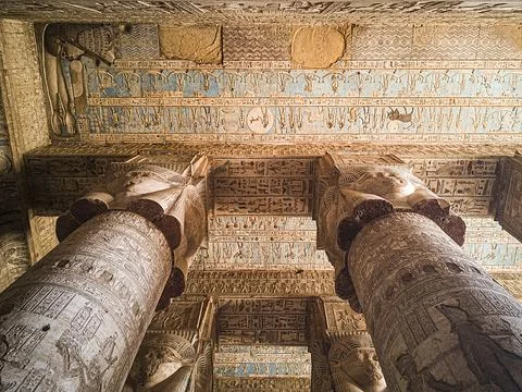 Hathor head column  Stock Photos