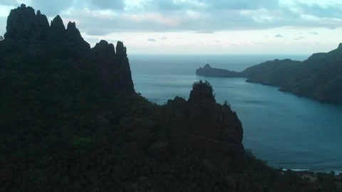 Hatiheu rocks at sunset Stock Footage 300192693