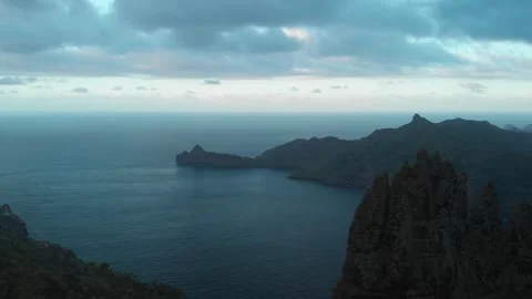 Hatiheu rocks at sunset Stock Footage 300194446