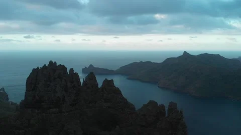 Hatiheu rocks at sunset Stock Footage 300194619