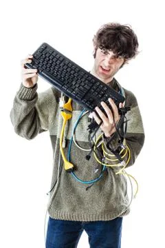 Hating home computing Stock Photos