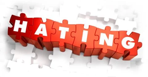 Hating - White Word on Red Puzzles Illustration