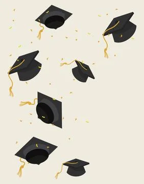 Hats graduation pattern Stock Illustration