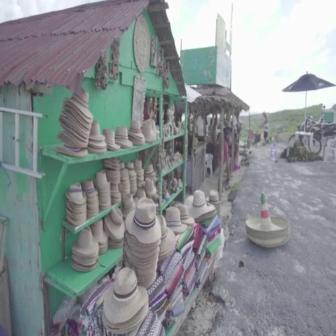 Hats at Rustic Gift Shop Stock Footage 69677156
