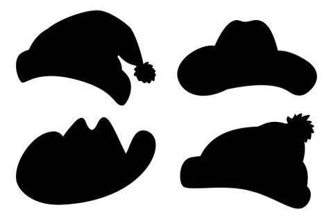 Hats, set silhouettes Stock Illustration