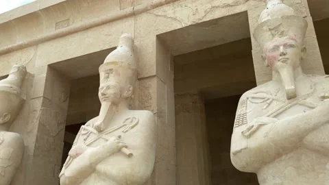 Hatshepsut temple figures columns Stock Footage 195398585