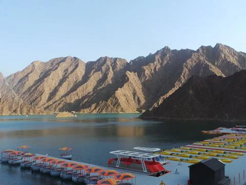 Hatta mountains boating Stock Photos