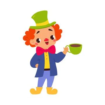 Hatter with Bow Tie and Tea Cup as Fairy Tale Character Vector Illustration Stock Illustration