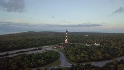 Hatteras Lighthouse by Drone 4K (raw) Stock Footage