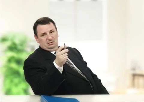 Haughty interviewer confusing applicant Foto stock