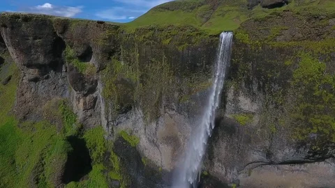 Hauifoss is the second largest waterfall in Iceland. Andreev. Video stock 78509917