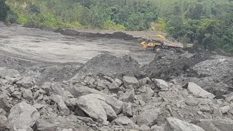 Haul truck dumping Stock Footage 220214403