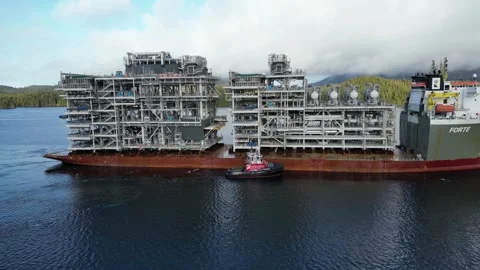 Haul Vessel Forte with modules for Canada LNG Stock Footage 250572982