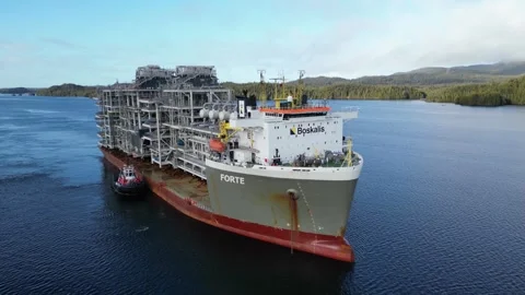 Haul Vessel Forte with modules for Canada LNG Stock Footage 250573082