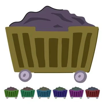 Haulage coal wagon vector cartoon graphic Stock Illustration