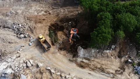 Hauler returning to dig site Stock Footage 110629173