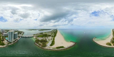 Haulover Beach Miami aerial 360 8k drone tour footage Stock Footage 336193853