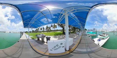 Haulover Marina spherical 360 4k video Stock Footage 64364591