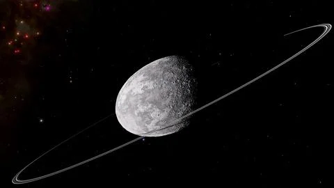Haumea Dwarf Planet and Ring System 8K 3D Render in Deep Space Illustrazione stock