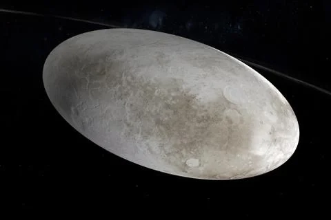 Haumea, dwarf planet, rotating in the outer space. 3d render Stock Illustration