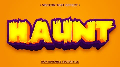 Haunt editable text effect, customizable horror and Halloween 3D font style Stock Illustration
