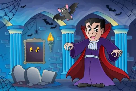 Haunted castle interior theme - illustration. Stock Illustration