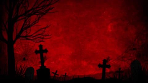 Haunted Graveyard with Spider Webs and Flying Witches Vídeos de archivo 317011972