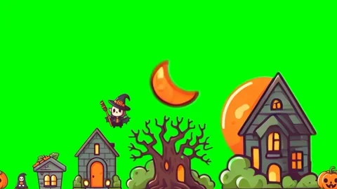 Haunted Halloween Running Loop on Green Screen Video stock 278416654