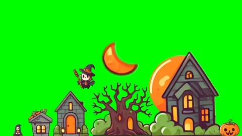 Haunted Halloween Running Loop on Green Screen Video stock 278416672