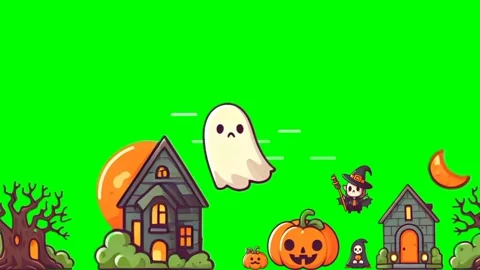 Haunted Halloween Running Loop on Green Screen Video stock 278416677