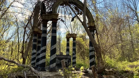 The haunted Hell House Altar in Ellicott City, Maryland Stock Footage 128837134