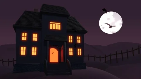Haunted house animation Stock Footage 139472111