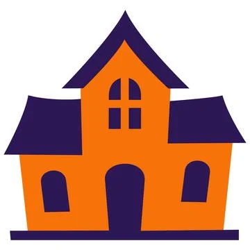 Haunted house flat icon for spooky Halloween night Stock Illustration