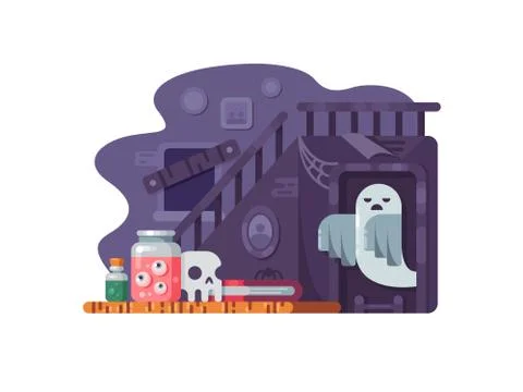 Haunted house flat Stock Illustration