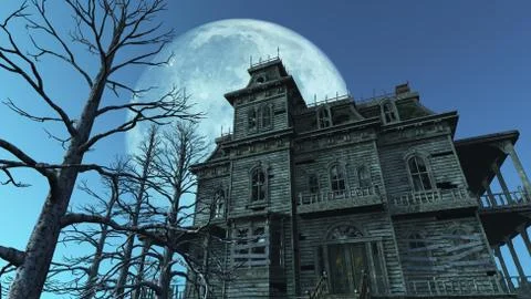 Haunted House - Full Moon Illustrazione stock
