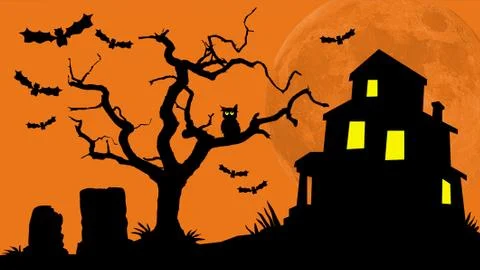 Haunted House Hill Stock Illustration