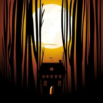 Haunted house inside the forest Stock Illustration