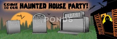 Haunted HOUSE party invitation TYPE Stock Illustration