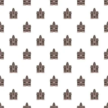 Haunted house pattern for spooky halloween background Stock Illustration